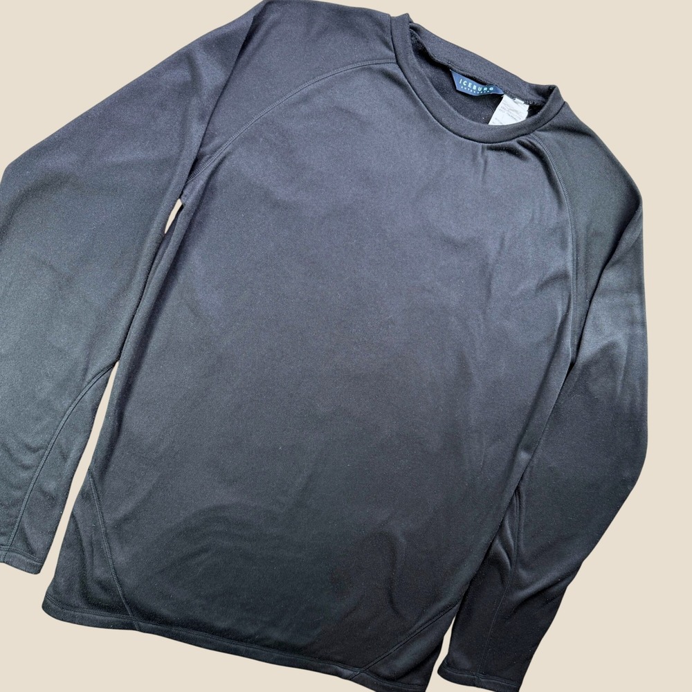 Iceburg Performance Shirt‎ Men XL Black Long Sleeve Crew Neck Raglan Activewear